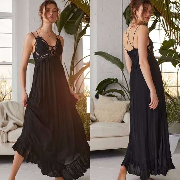 Free People Adella Black Maxi Dress Size Small